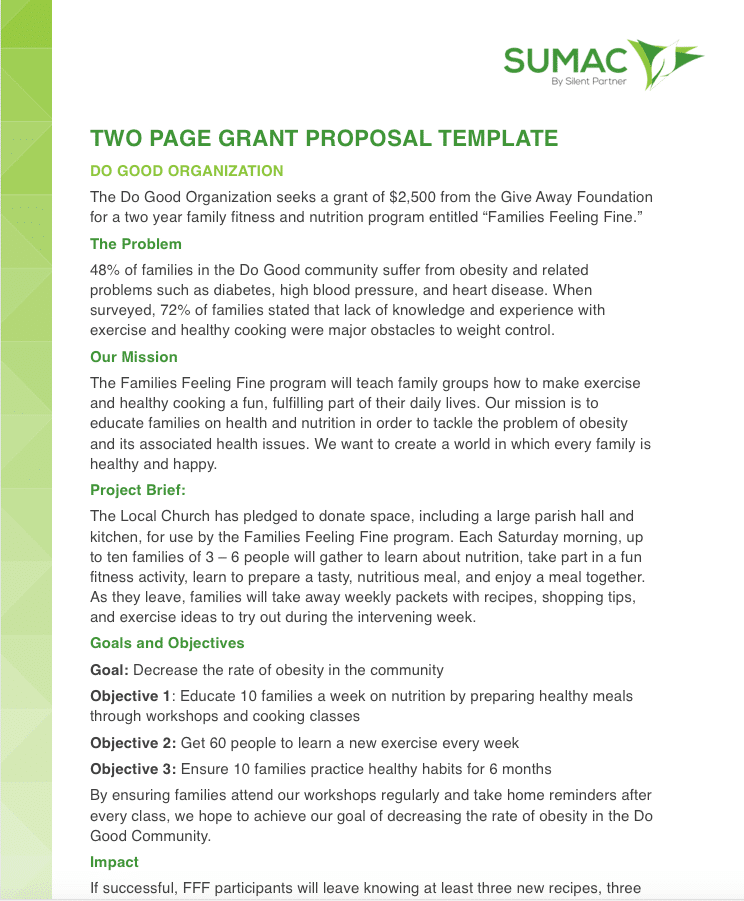 How To Write A 2 Page Grant Proposal With Templates 